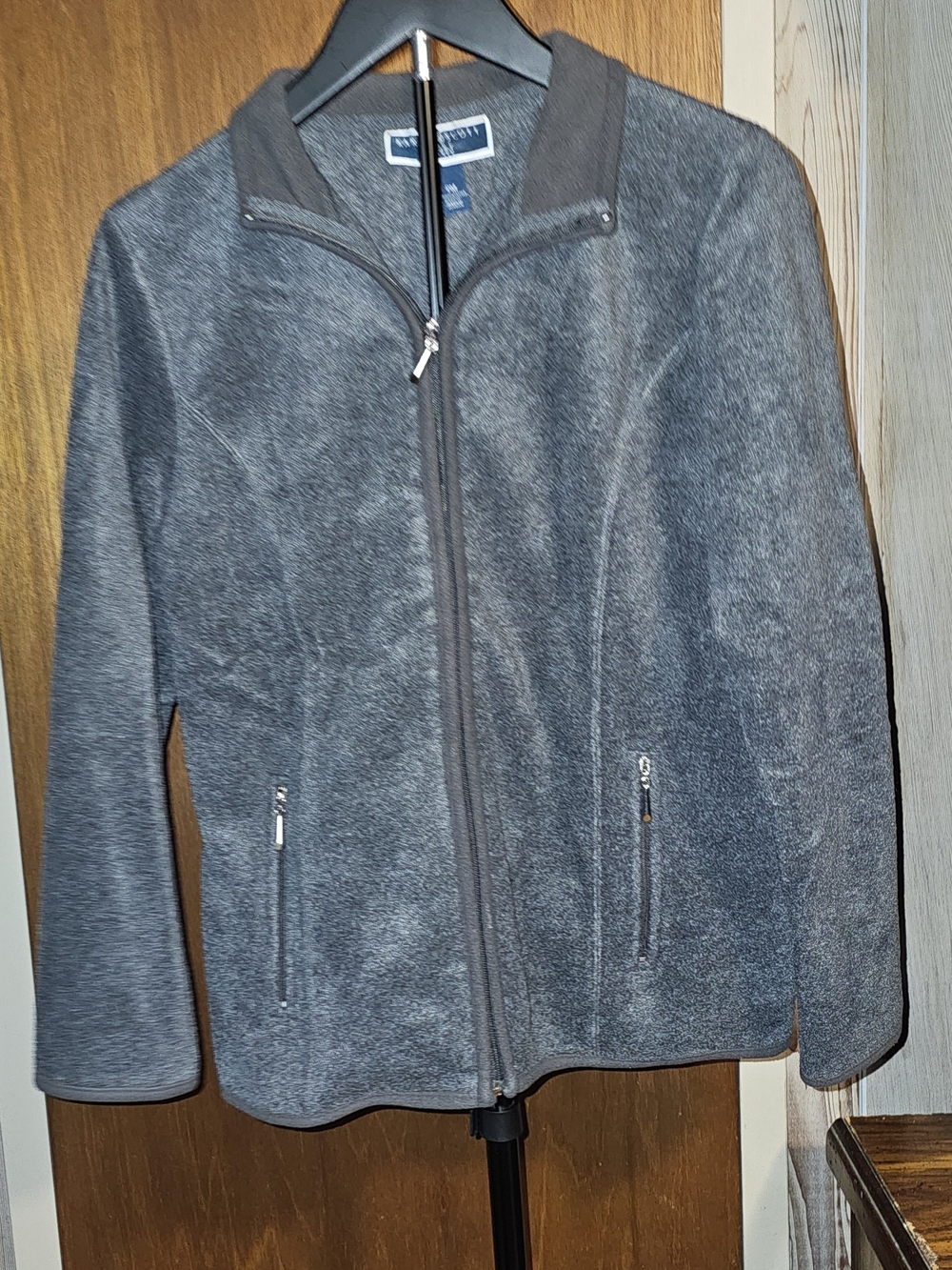 Karen Scott Gray Lightweight Full-Zip Petite Fleece Jacket